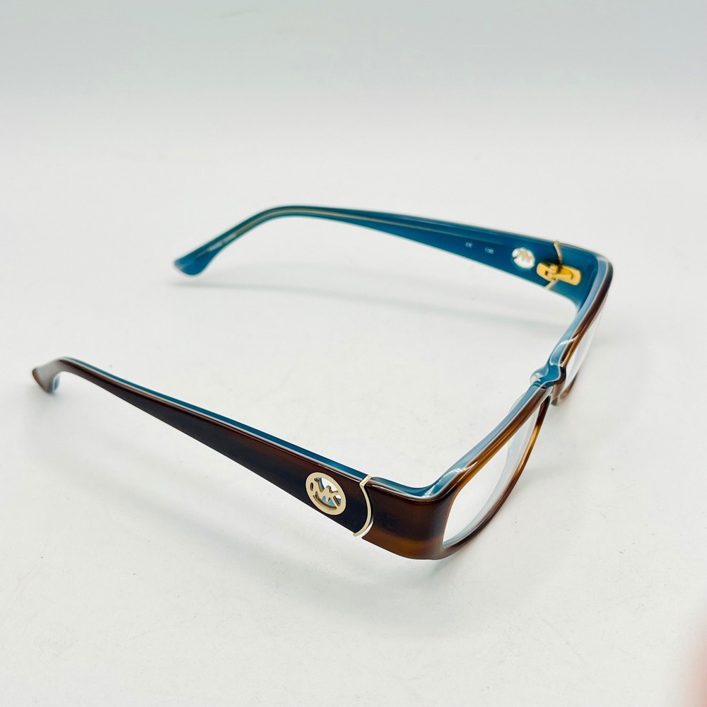 Michael Kors MK692 200 Rectangular Eyeglasses Brown Tortoise Teal Blue 130mm